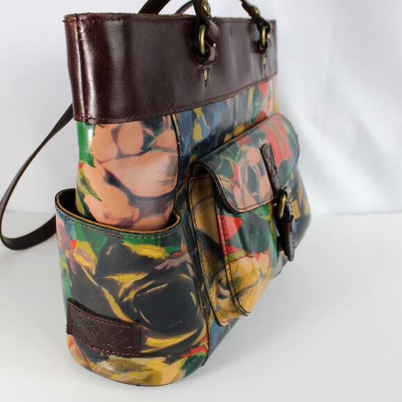 Patricia Nash Bolsena Floral Leather Tote Shoulder Bag Brown Artsy‎ Winter Bloom - Picture 4 of 12